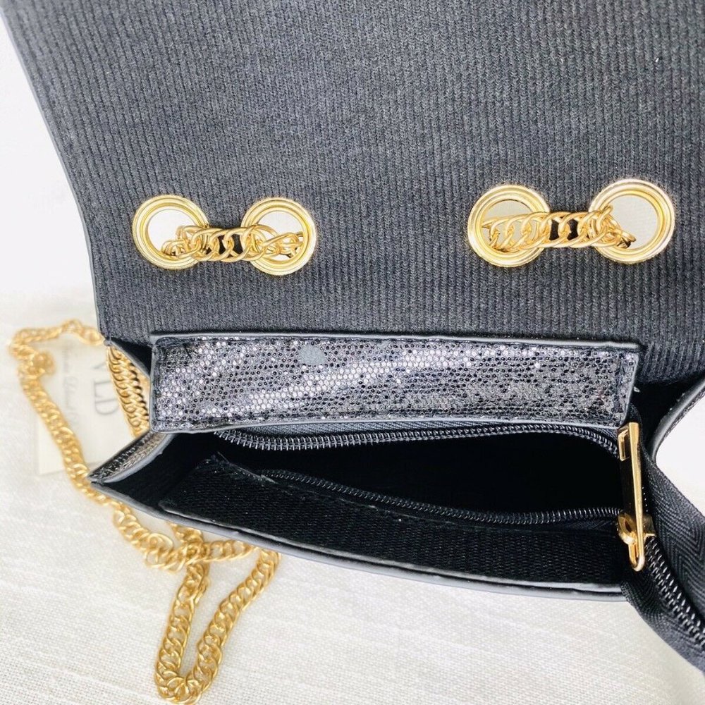 New Victoria Leland Designs Shimmer Crossbody Bag Gold Chain Strap - Picture 7 of 9